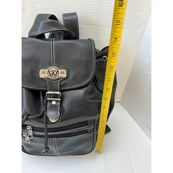 VTG Pacific Connections Genuine Leather Rucksack Backpack Black Travel 12\